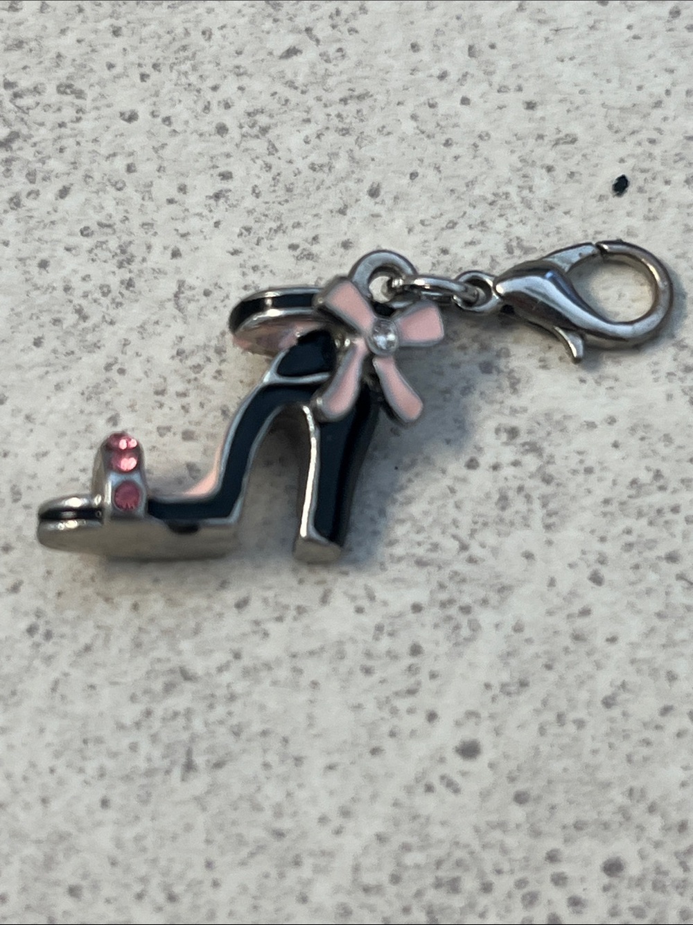Pink Enamel High Heel Charm with Pink Rhinestone Strap - Picture 3 of 3